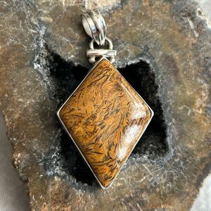 Sterling Silver .925 Mariyam Jasper Vintage Statement Pendant Slide